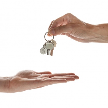 Logo trade promotional merchandise image of: RCS recycled zinc alloy radiator key keychain with coin