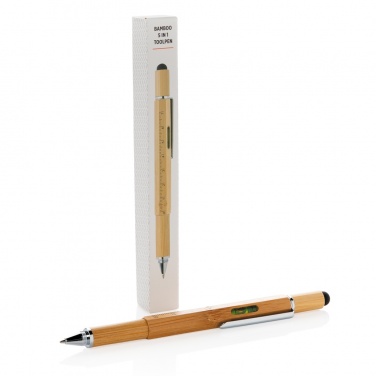 Logo trade promotional giveaways picture of: Bamboo 5-in-1 toolpen