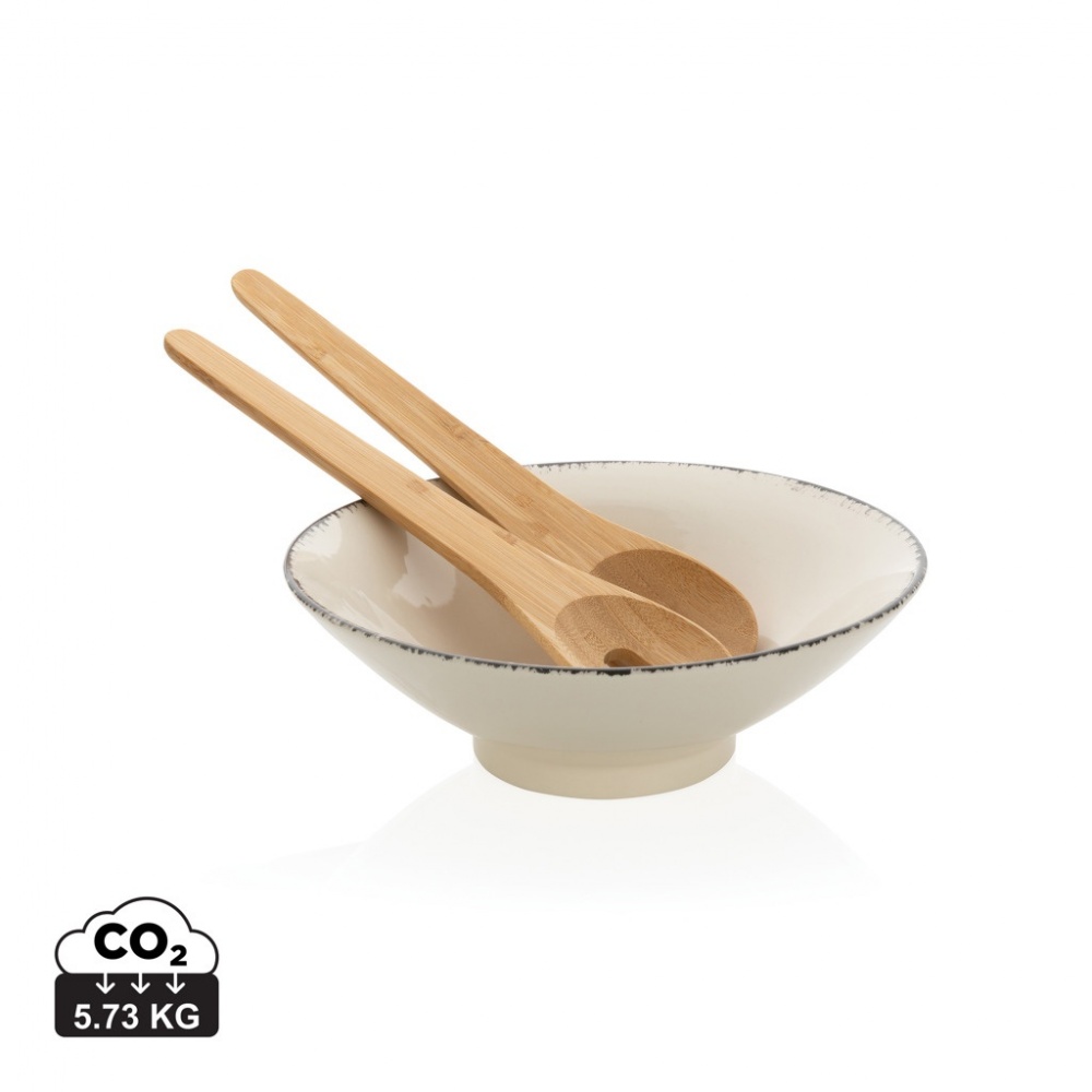 Logo trade advertising products image of: Ukiyo salad bowl with bamboo salad server