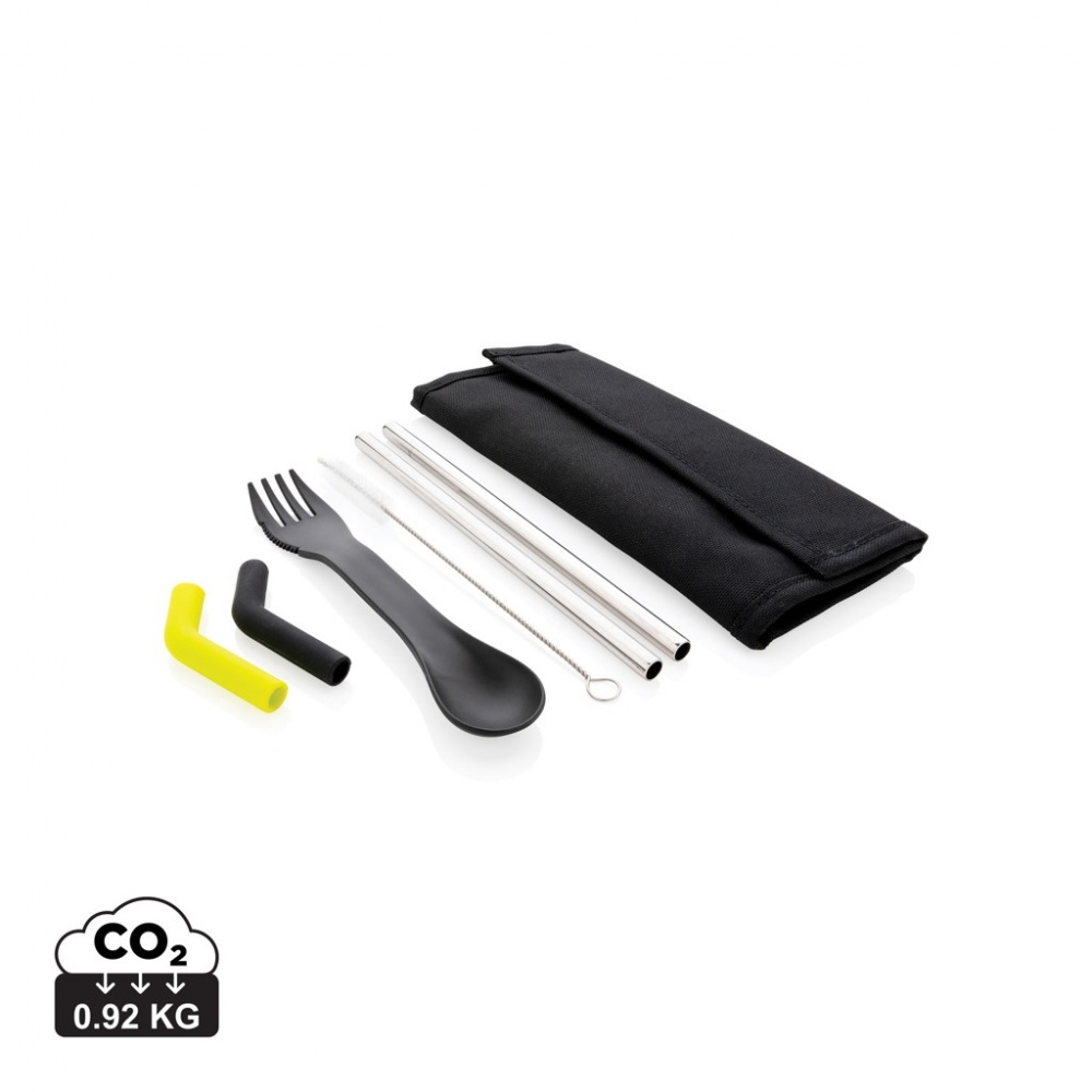 Logotrade promotional gift image of: Tierra 2pcs straw and cutlery set in pouch