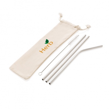 Logo trade promotional gift photo of: Reusable stainless steel 3 pcs straw set