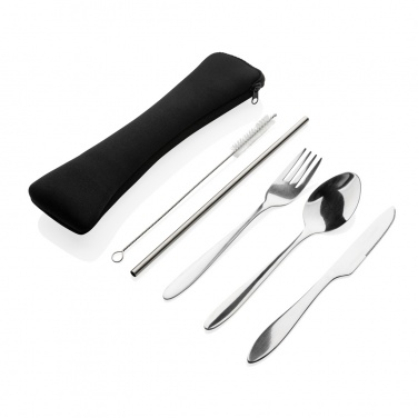Logo trade promotional item photo of: 4 PCS stainless steel re-usable cutlery set