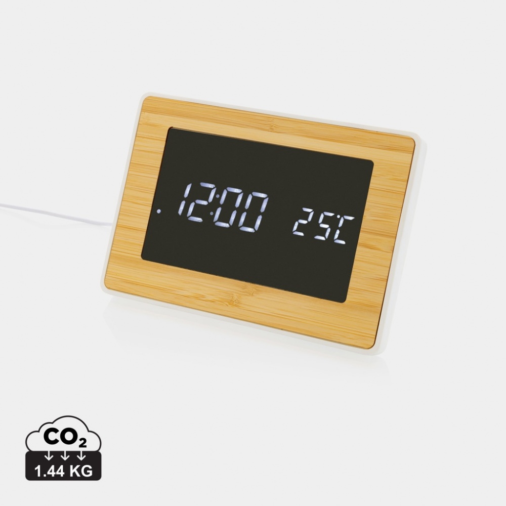 Logotrade promotional items photo of: Utah RCS recycled plastic and bamboo LED clock
