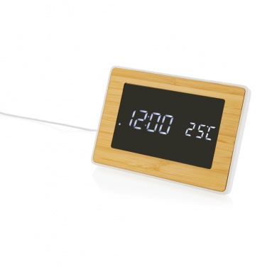Logo trade promotional gifts image of: Utah RCS recycled plastic and bamboo LED clock