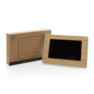 Logo trade business gift photo of: Utah RCS recycled plastic and bamboo LED clock