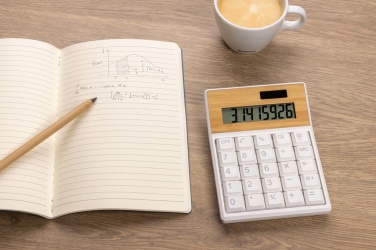 Logo trade promotional giveaways picture of: Utah RCS recycled plastic and  bamboo calculator