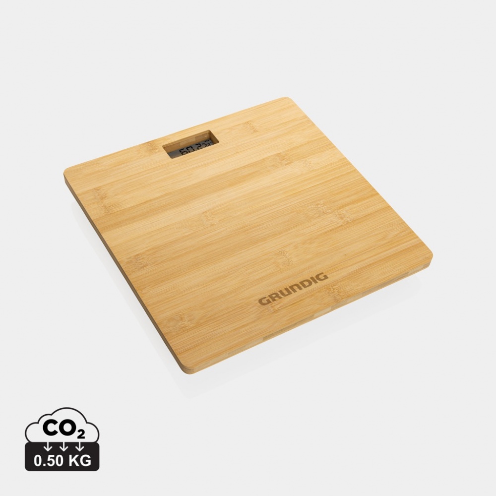 Logo trade promotional giveaways image of: Grundig Bamboo Digital Body Scale