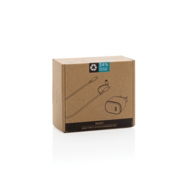 Logotrade promotional product picture of: Boost RCS reycled PET 20W type C 2 pcs charging set