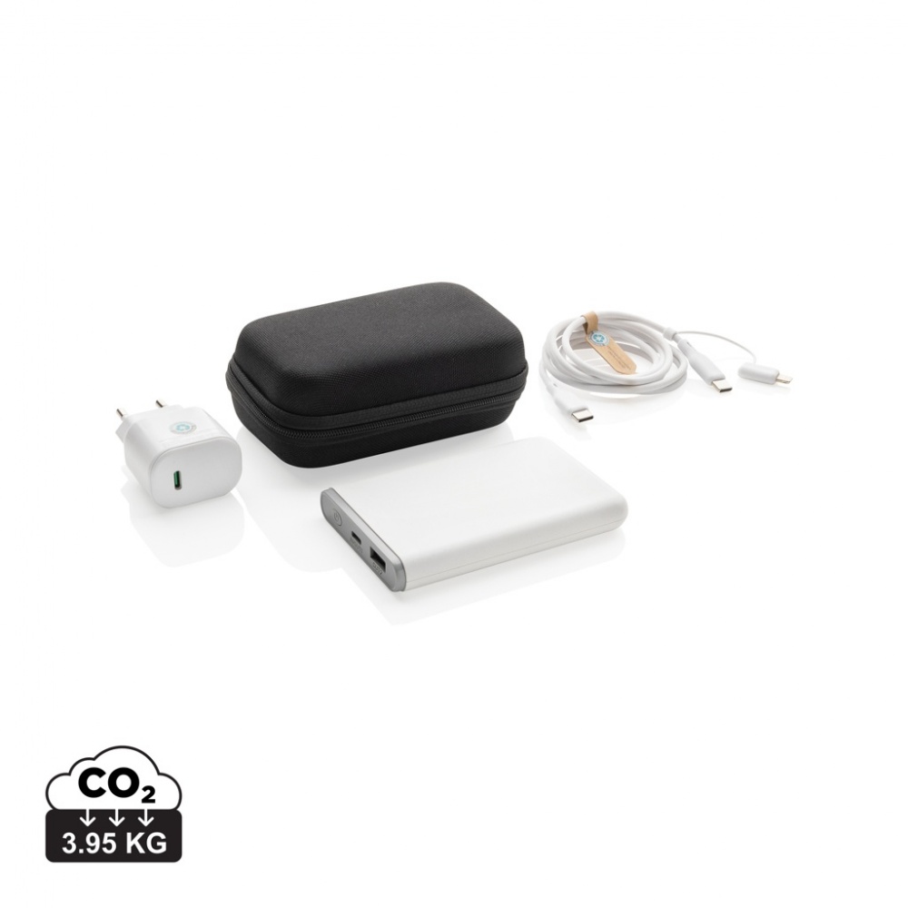 Logo trade promotional merchandise picture of: Surge RCS recyled PET 20W type C 3 pcs charging set