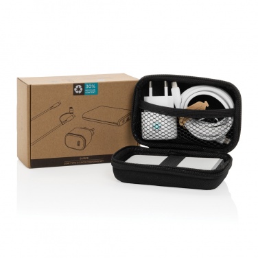 Logo trade promotional giveaways image of: Surge RCS recyled PET 20W type C 3 pcs charging set