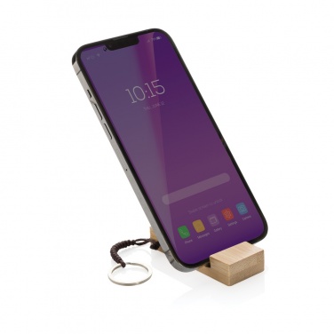 Logo trade corporate gift photo of: Standkey bamboo keychain phone stand