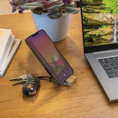 Logo trade promotional giveaway photo of: Standkey bamboo keychain phone stand