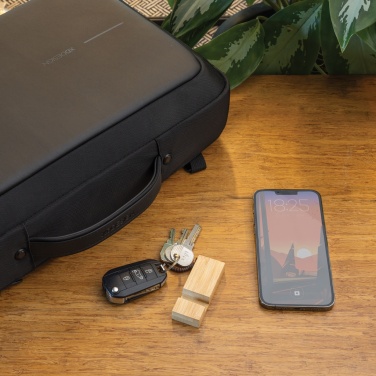 Logo trade corporate gifts picture of: Standkey bamboo keychain phone stand