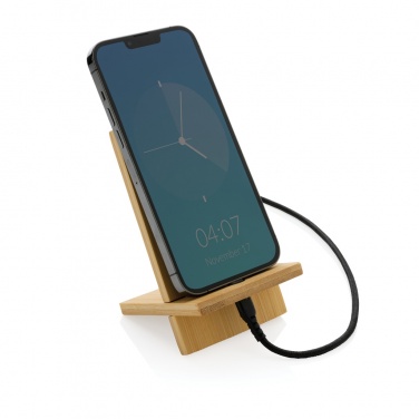 Logo trade business gift photo of: Bamboo phone stand in kraft box