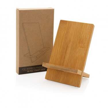 Logo trade promotional gift photo of: Bamboo phone stand in kraft box