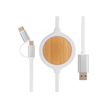 Logotrade corporate gift picture of: 3-in-1 cable with 5W bamboo wireless charger