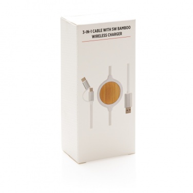 Logo trade corporate gift photo of: 3-in-1 cable with 5W bamboo wireless charger