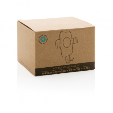 Logotrade promotional merchandise photo of: RCS recycled plastic 10W wireless charging car holder