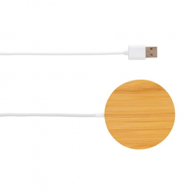 Logo trade promotional gift photo of: 10W bamboo magnetic wireless charger