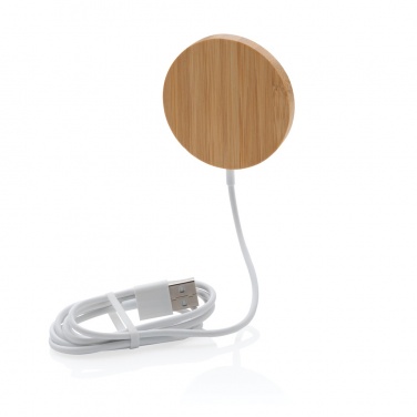 Logo trade promotional gifts picture of: 10W bamboo magnetic wireless charger