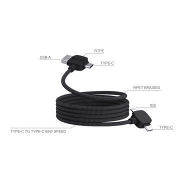 Logotrade promotional item picture of: Urban Vitamin Stockton 65W RCS RTPE/RPET magnetic cable