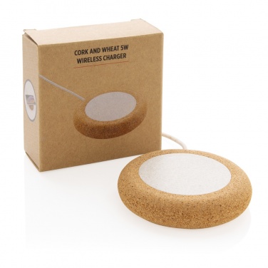 Logo trade promotional merchandise image of: Cork and Wheat 5W wireless charger