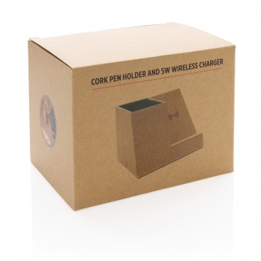 Logo trade promotional giveaway photo of: Cork pen holder and 5W wireless charger
