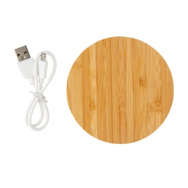 Logotrade promotional items photo of: Bamboo 5W round wireless charger