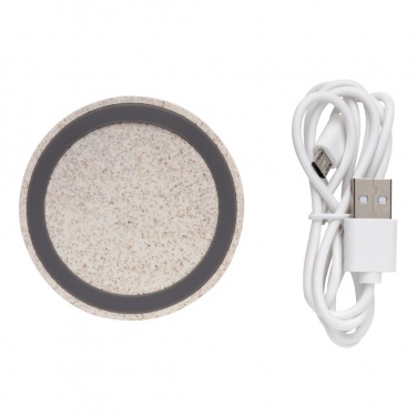 Logotrade promotional gift picture of: Wheat Straw 5W round wireless charging pad
