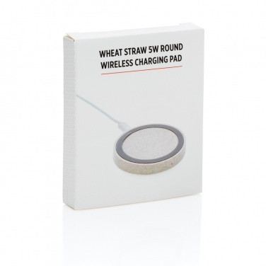 Logo trade promotional products picture of: Wheat Straw 5W round wireless charging pad