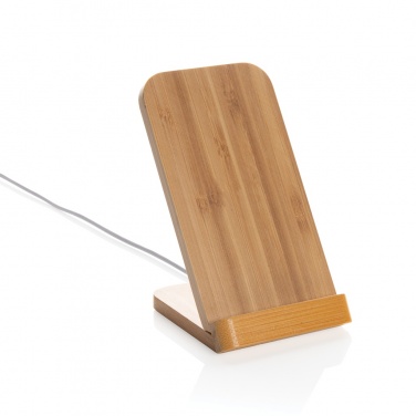 Logo trade promotional merchandise photo of: Bamboo 5W wireless charging stand