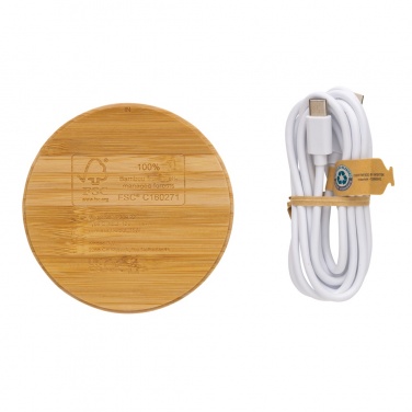 Logo trade advertising products image of: Bamboo 15W wireless charger