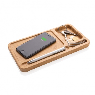 Logo trade advertising products image of: Bamboo desk organiser 10W wireless charger