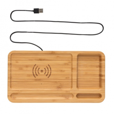 Logotrade promotional items photo of: Bamboo desk organiser 10W wireless charger