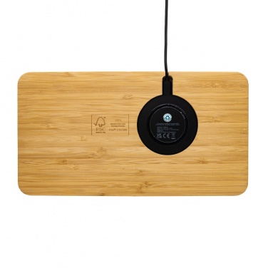 Logo trade promotional giveaway photo of: Bamboo desk organiser 10W wireless charger