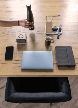 Logotrade business gift image of: Ontario recycled plastic & bamboo 3-in-1 wireless charger