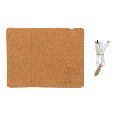 Logo trade promotional gift photo of: 10W wireless charging cork mousepad and stand