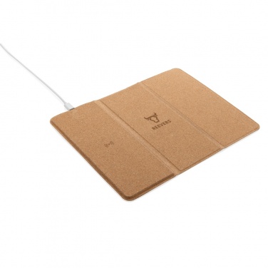 Logotrade corporate gift image of: 10W wireless charging cork mousepad and stand