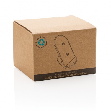 Logo trade promotional items image of: RCS recycled plastic double coil wireless stand 15W