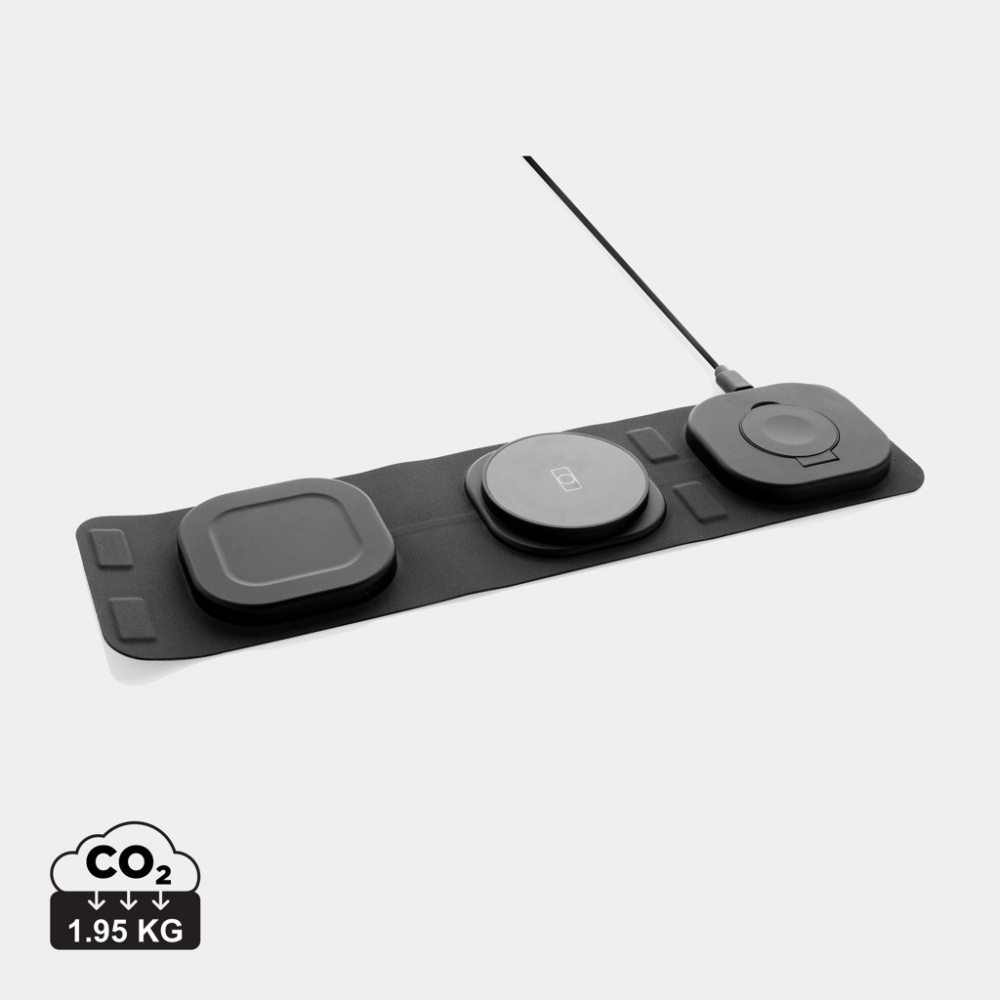 Logotrade advertising product image of: Swiss Peak RCS rplastic 3-in-1 wireless 15W travel charger