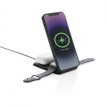 Logo trade promotional giveaways image of: Swiss Peak RCS rPU 15W  3-in-1 magnetic wireless charger