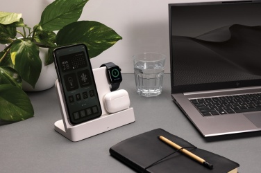 Logotrade promotional merchandise photo of: Joltz RCS recycled plastic dual 15W charger with iWatch slot