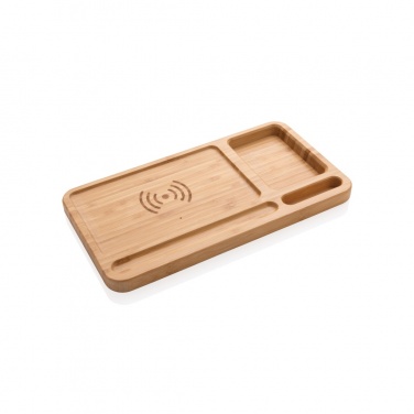 Logotrade promotional products photo of: Bamboo desk organiser 5W wireless charger