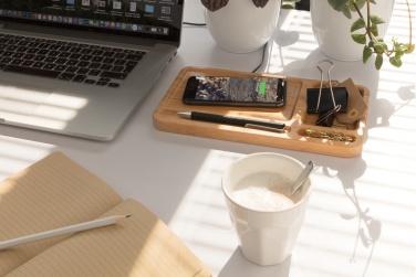 Logotrade advertising product image of: Bamboo desk organiser 5W wireless charger