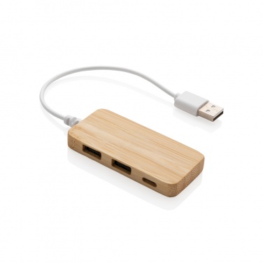 Logo trade promotional merchandise photo of: Bamboo hub with Type-C