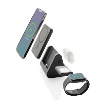 Logo trade advertising products image of: Powerbase RCS recycled plastic 3 in 1 charger with powerbank