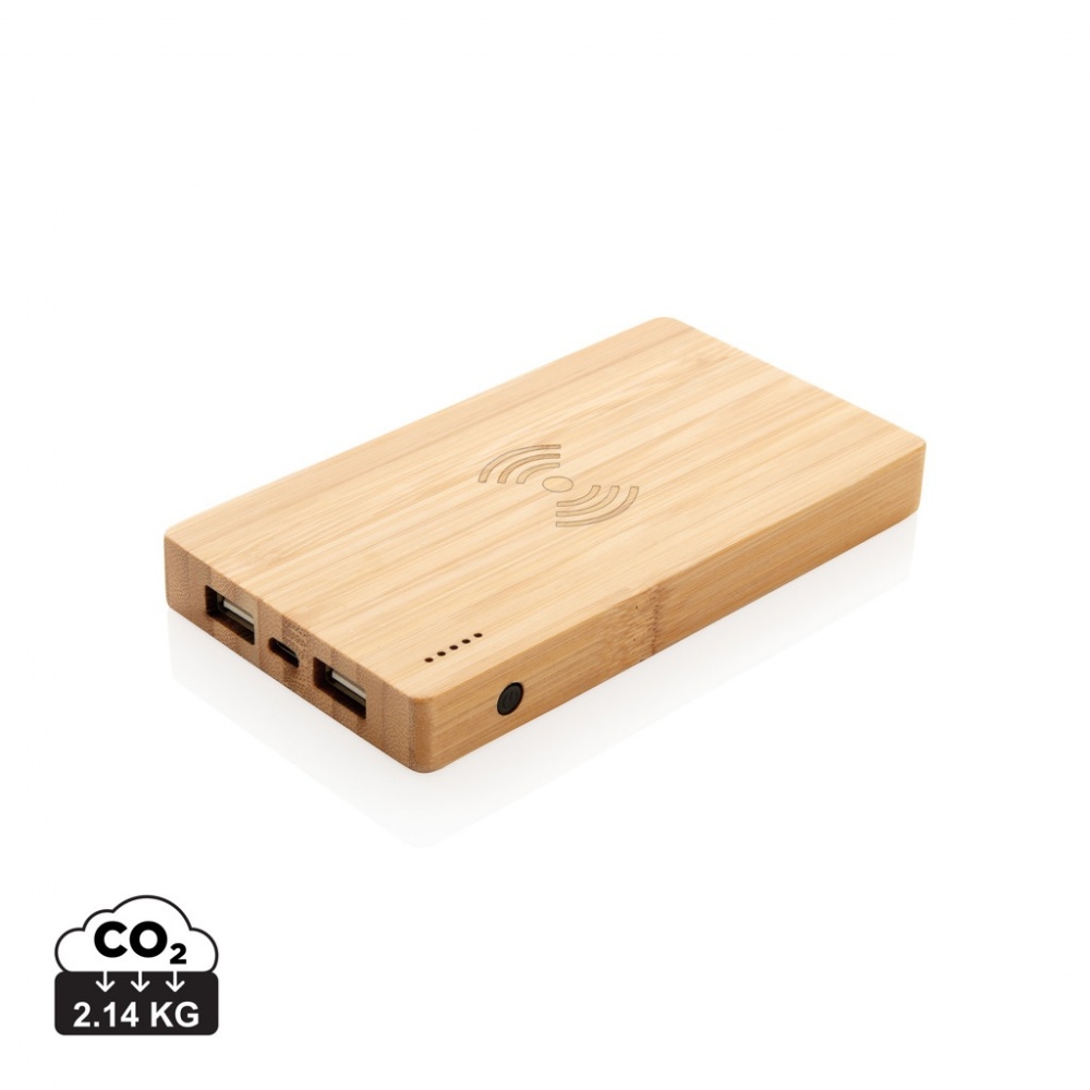 Logotrade advertising product picture of: Bamboo 4.000 mAh wireless 5W Powerbank