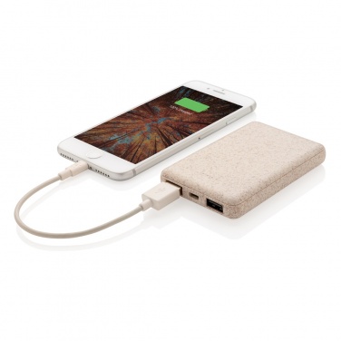 Logo trade promotional merchandise photo of: Wheat Straw 5.000 mAh Pocket Powerbank