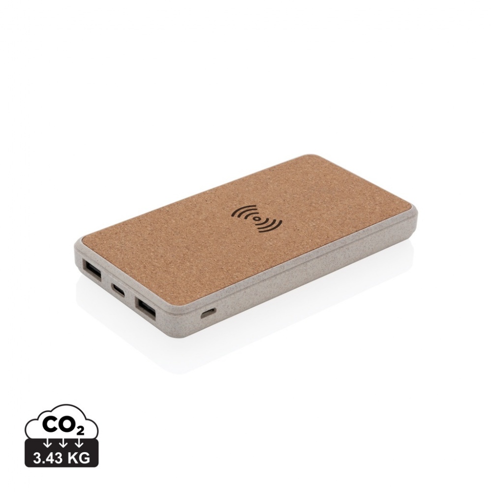 Logotrade promotional giveaway image of: Cork and Wheat Straw 8.000 mAh 5W wireless powerbank