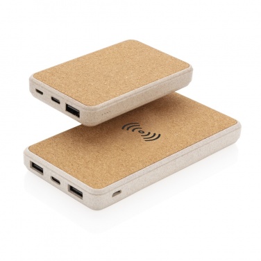Logotrade corporate gift picture of: Cork and Wheat Straw 8.000 mAh 5W wireless powerbank